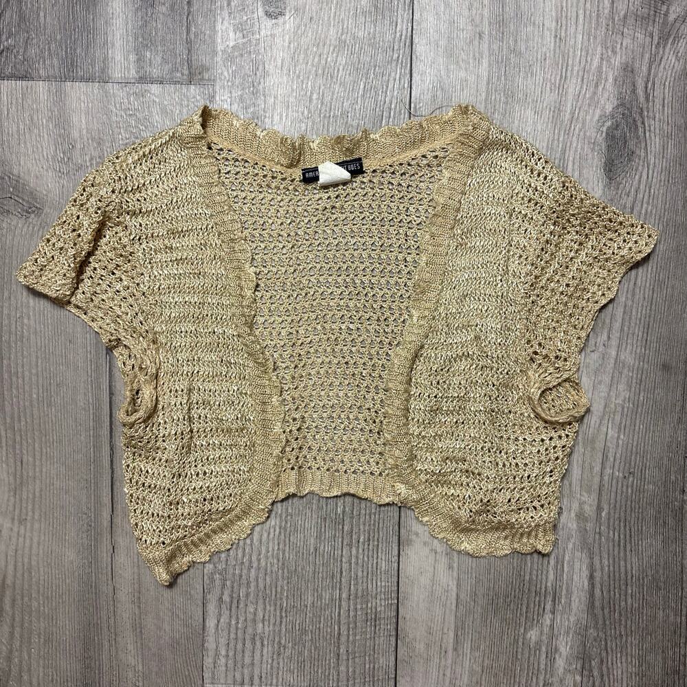 Vintage Y2K Crochet Shrug Cropped Sweater Size Medium Womens